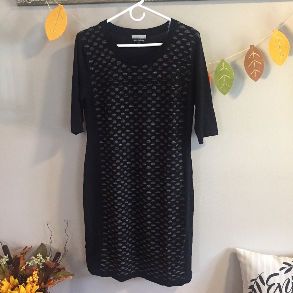 Black and Gold Knit Dress